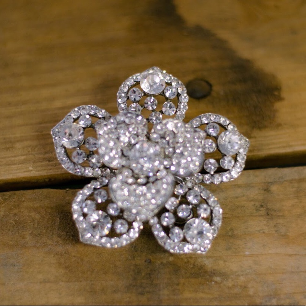 Vintage flower rhinestone scarf tie back